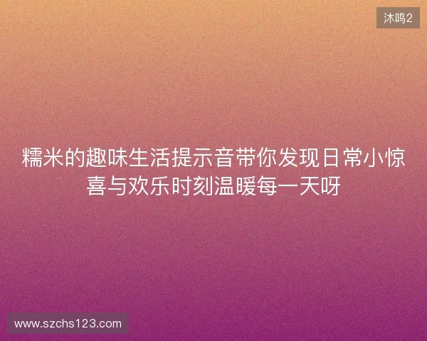 糯米的趣味生活提示音带你发现日常小惊喜与欢乐时刻温暖每一天呀